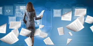woman managing documents